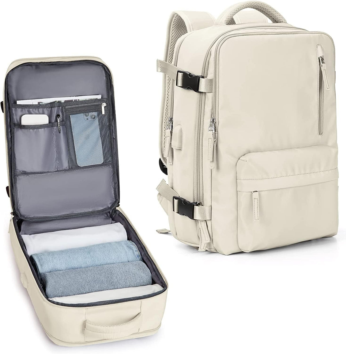 Reiserucksack 40L Wasserabweisend | Schuhfach, USB-Ladeanschluss, Laptopfach bis 14 Zoll | Organisierter Stauraum für Reisen 1