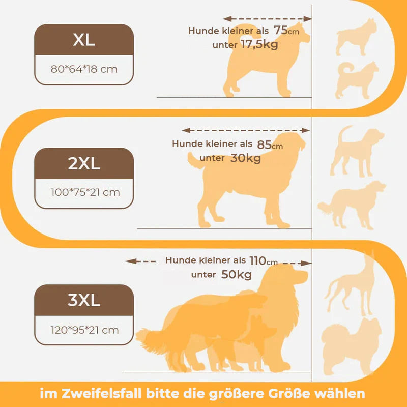Luksuriøs, ridsefast hundeseng med ortopædisk hovedstøtte. Stor, behagelig pude for optimal hundekomfort.