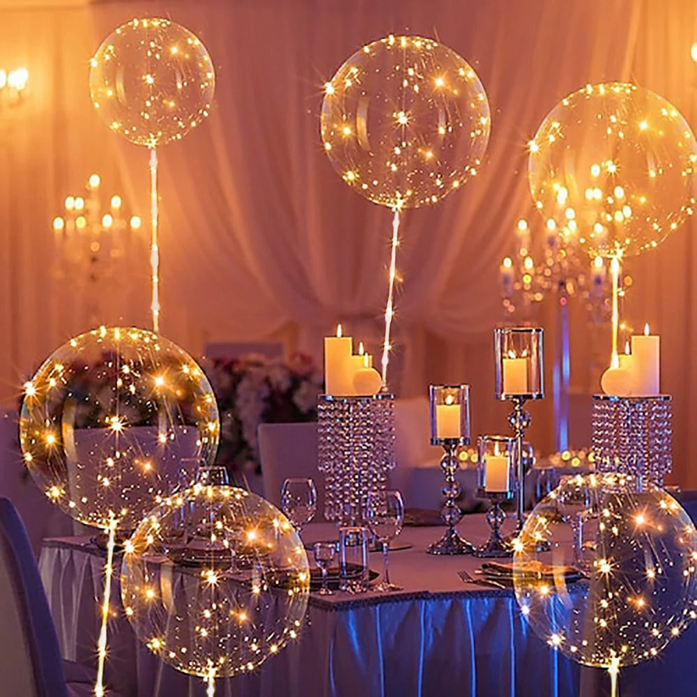 LED Luftballons für Partys | 10er Set mit 3m LED-Lichterkette | Wiederverwendbar aus Naturlatex, batteriebetrieben 3