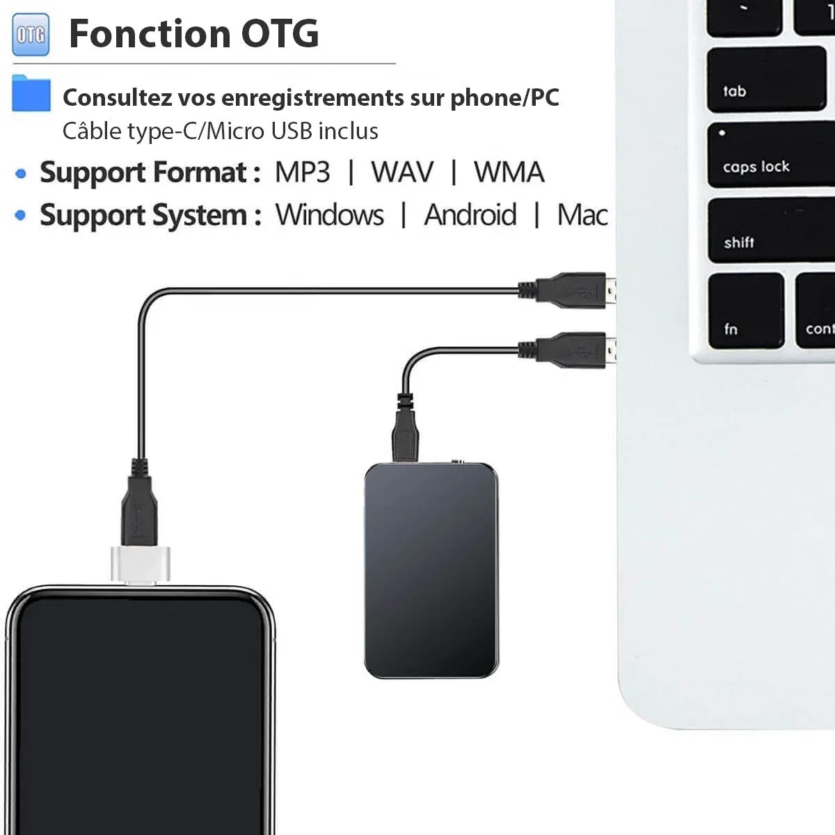 Mini Micro Espion Pro – L’Enregistreur de Poche Ultra - Discret - Rondor