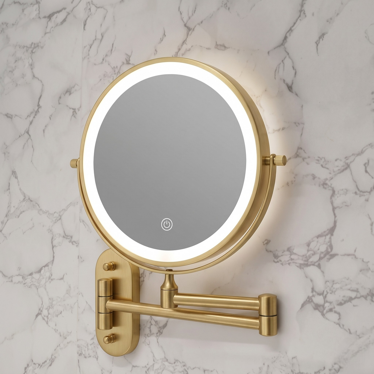 LED-Kosmetikspiegel Wandmontage Edelstahl | Verstellbare Vergrösserung 3x-10x, Touch-Bedienung | Akku mit USB-C Ladefunktion 7