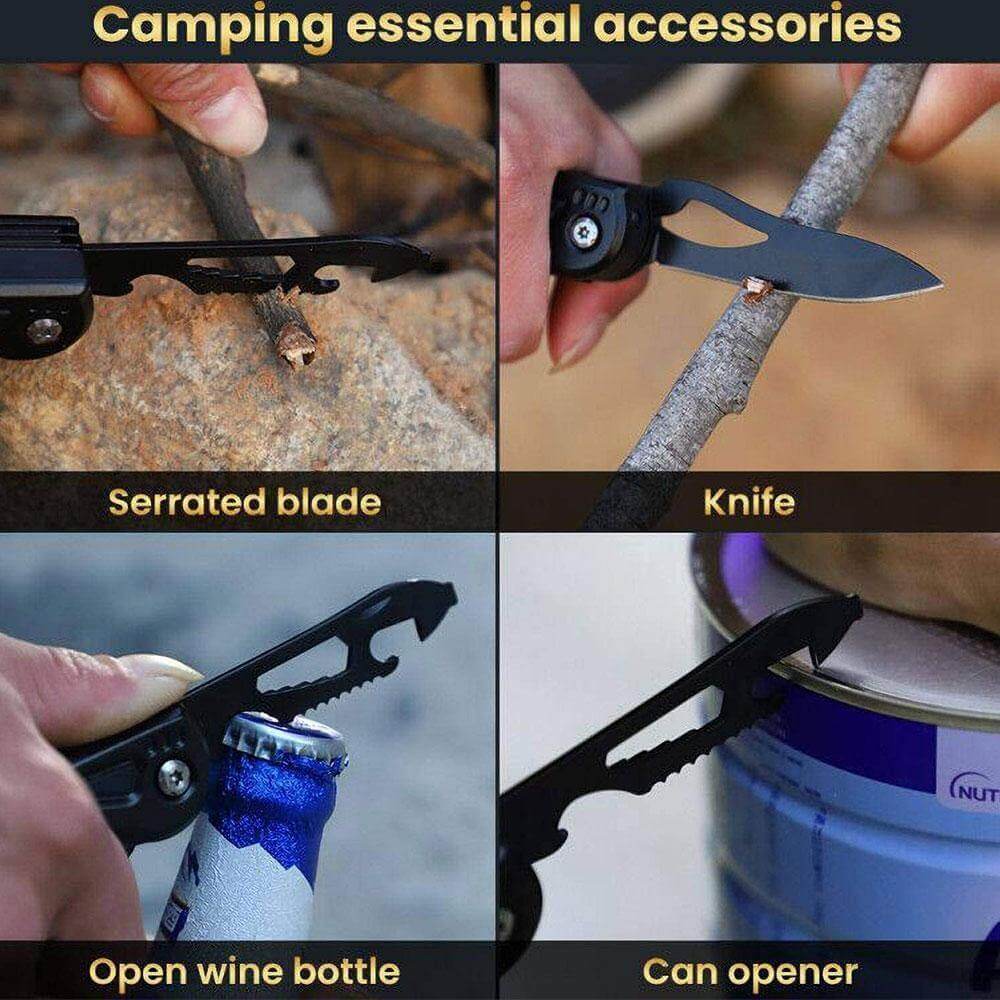 14in1 Multifunktionswerkzeug Edelstahl | Hammer, Säge, Zange, Schraubendreher, Dosenöffner | Kompakt für Camping und Outdoor