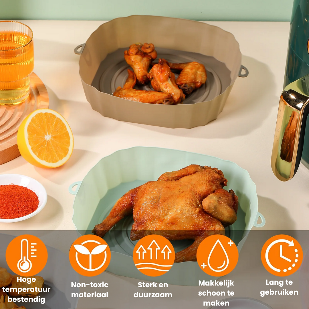 1+2 Gratis | EZClean Fryer - Wiederverwendbare Airfryer-Silikonschalen