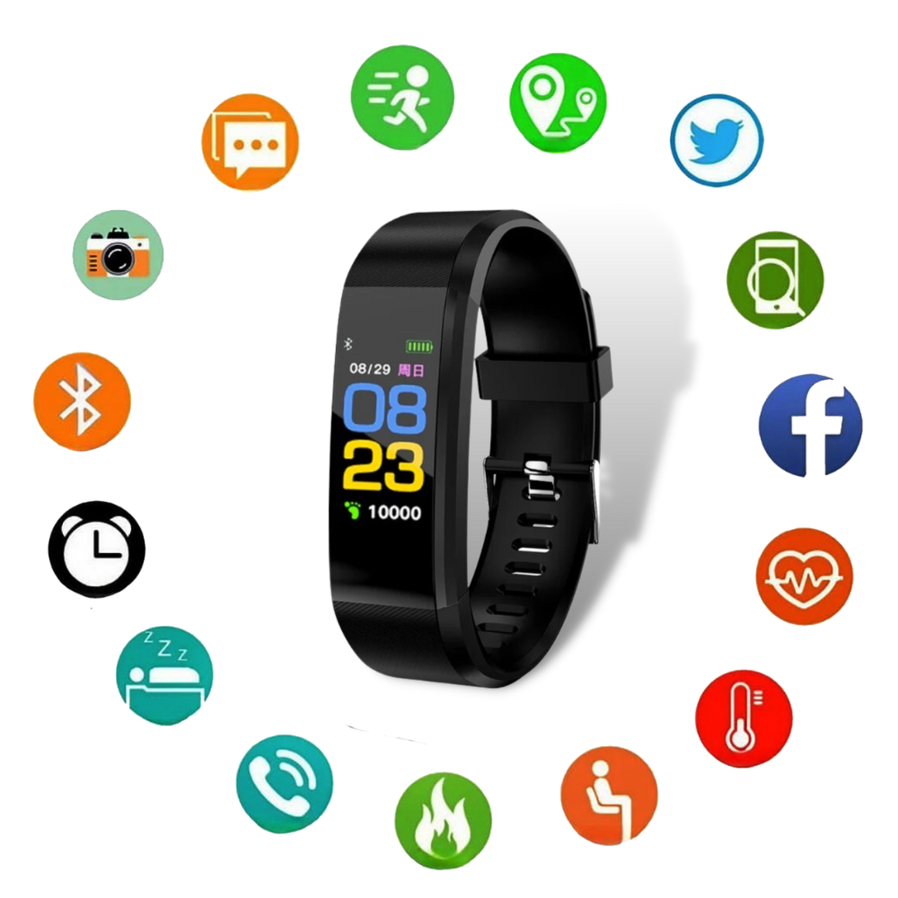 Fitness Tracker Smartwatch mit Herzfrequenzmessung | Aktivitätsdisplay mit Benachrichtigungen | USB-Akku wiederaufladbar 8