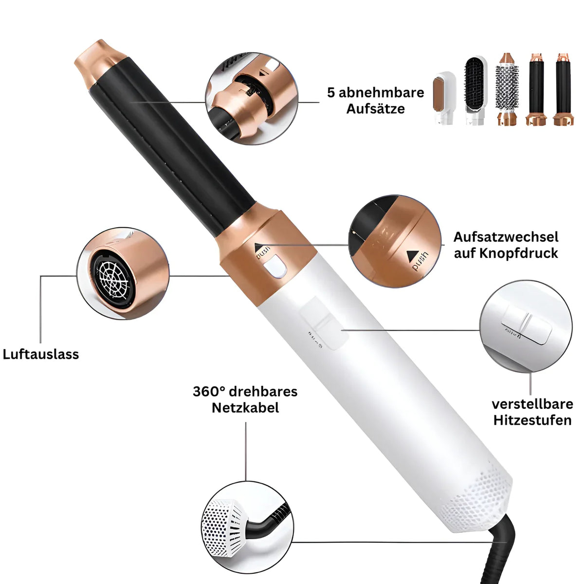5-in-1-Warmluftstyler mit Coanda-Effekt | 5 Aufsätze für Locken, Glätten & Volumen | Schonendes Styling ohne Hitzeschäden 7