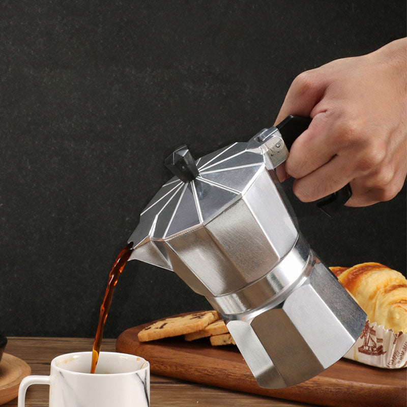 Espressokocher Aluminium Retro herdplattentauglich mit Druckventil