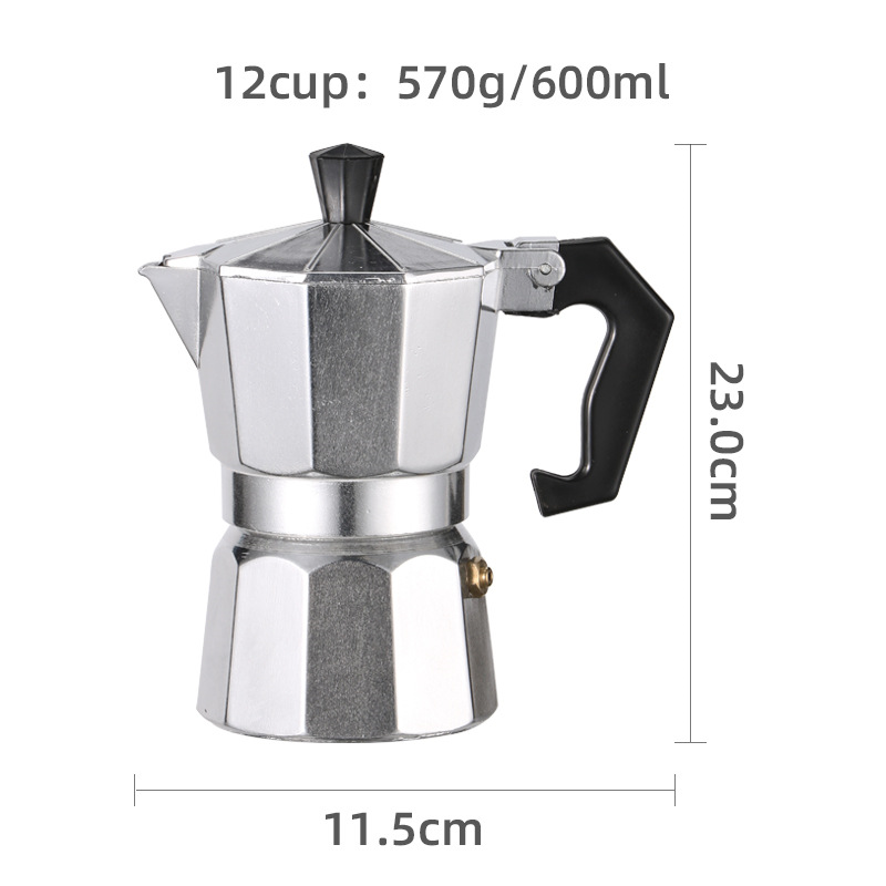 Espressokocher Aluminium Retro herdplattentauglich mit Druckventil