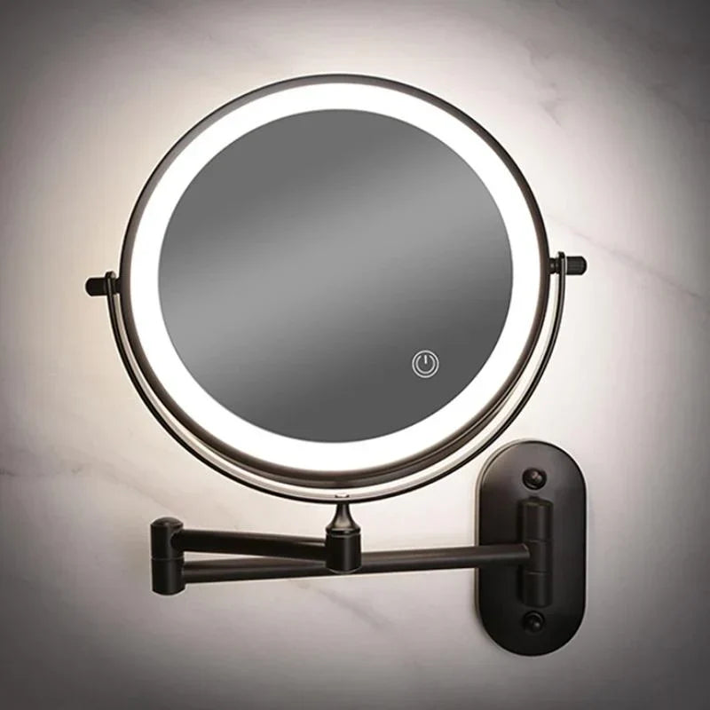 LED-Kosmetikspiegel Wandmontage Edelstahl | Verstellbare Vergrösserung 3x-10x, Touch-Bedienung | Akku mit USB-C Ladefunktion 9