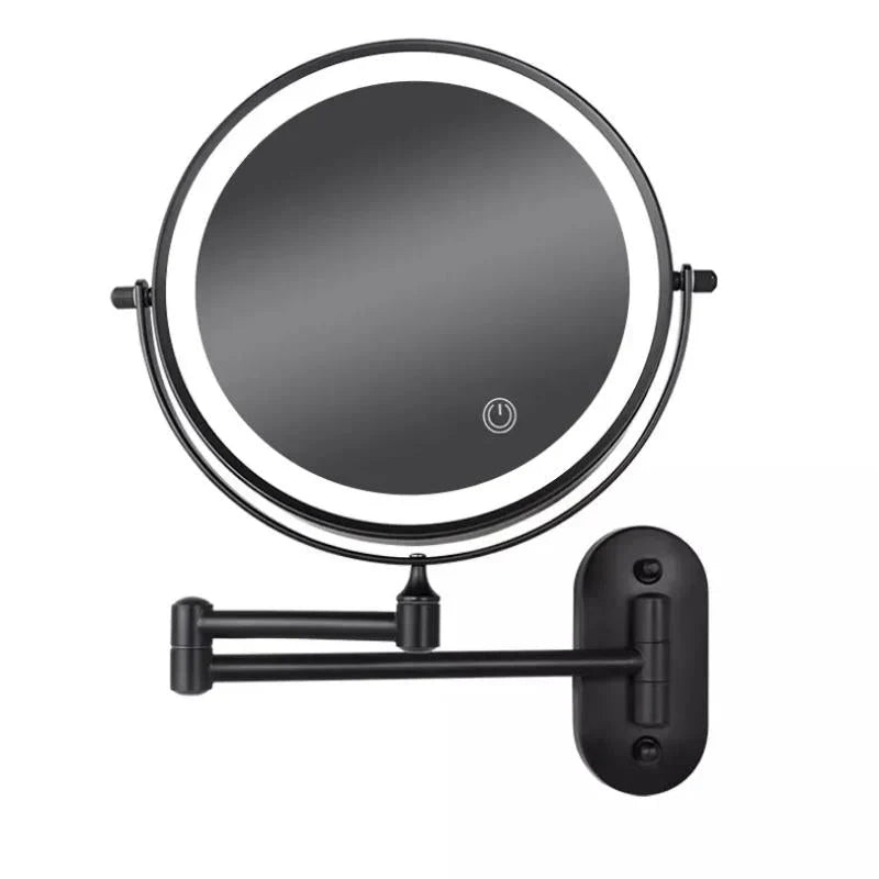 LED-Kosmetikspiegel Wandmontage Edelstahl | Verstellbare Vergrösserung 3x-10x, Touch-Bedienung | Akku mit USB-C Ladefunktion 15