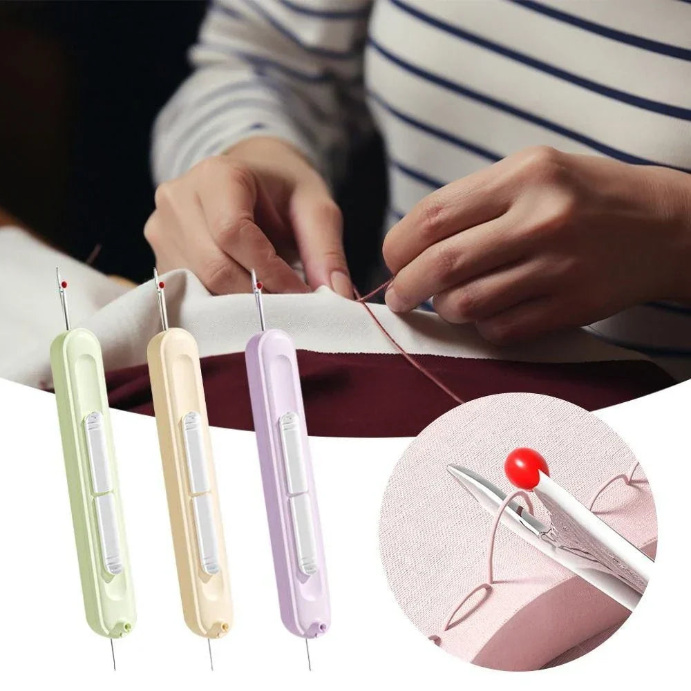 Nadeleinfädler und Nahttrenner 2-in-1, Kunststoff, 10,5 cm | Grün, Gelb oder Lila | Fädelt Nadeln in Sekunden ein 2