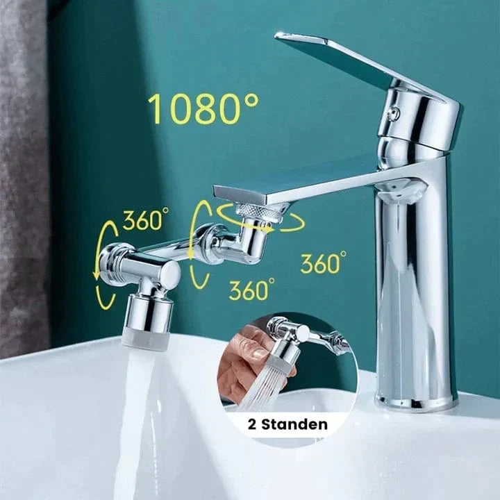 360° Drehbarer Wasserhahnaufsatz aus Kupfer und ABS | 1080° Flexibler Kopf, 2 Strahlmodi | Ideal für Küche und Bad 2