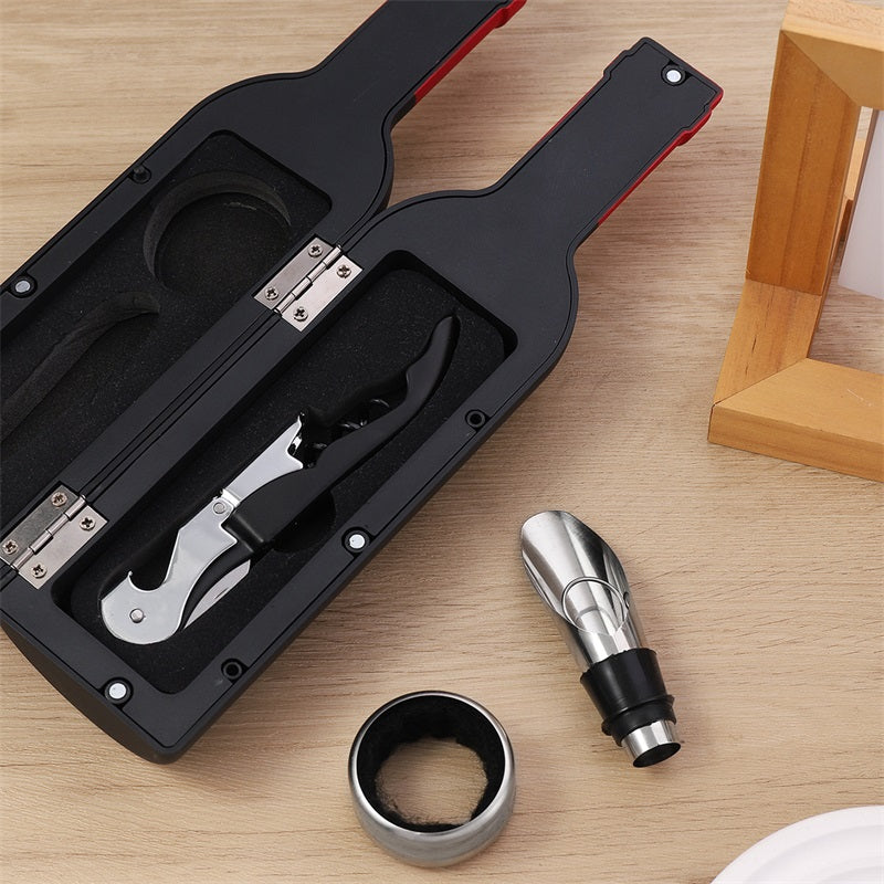 Wein Geschenkset für Damen aus Edelstahl | 5-teilig in Flaschenbox mit Magnetverschluss | Geschenk für Weinliebhaberinnen 5