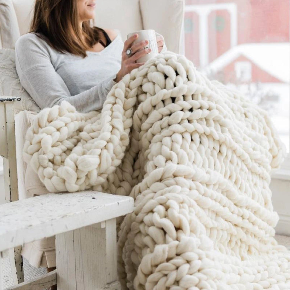 XXL Chunky Strickgarn 1000 g | Extra Dickes Wollgarn für Decken, Kissen & DIY‑Projekte | Weich, Flauschig und Schnell Strickbar 5